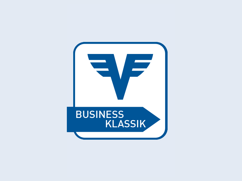 Volksbank Business Klassik Konto Logo mit Volksbank-V in Blau und Grün.