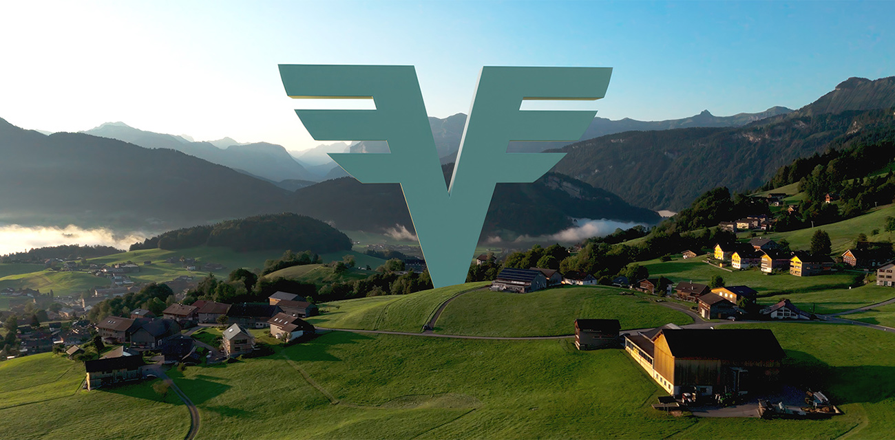 Grünes Volksbank V in einer Hügellandschaft 